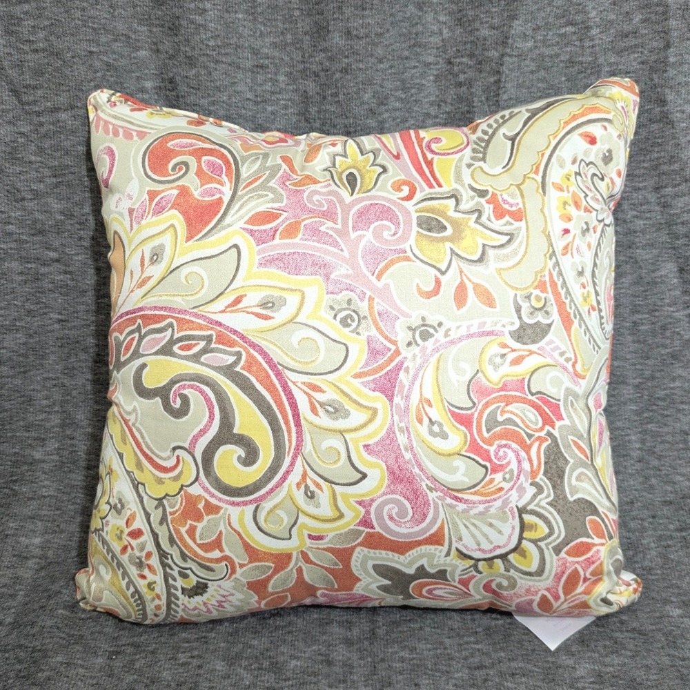 Raymond Waites Accent Throw Pillows Pink Multicolor Paisley - Set of 2 - Picture 3 of 12